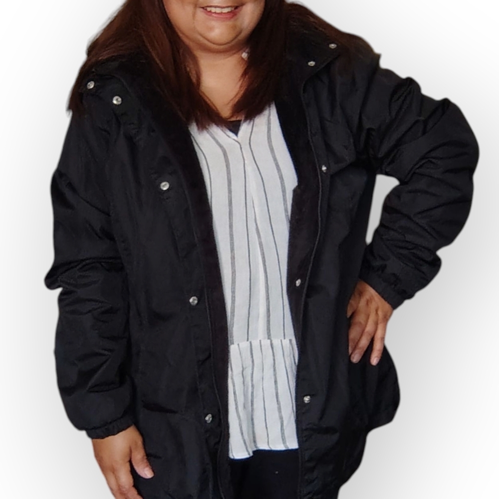 George Black Trench Coat with Cream Collar